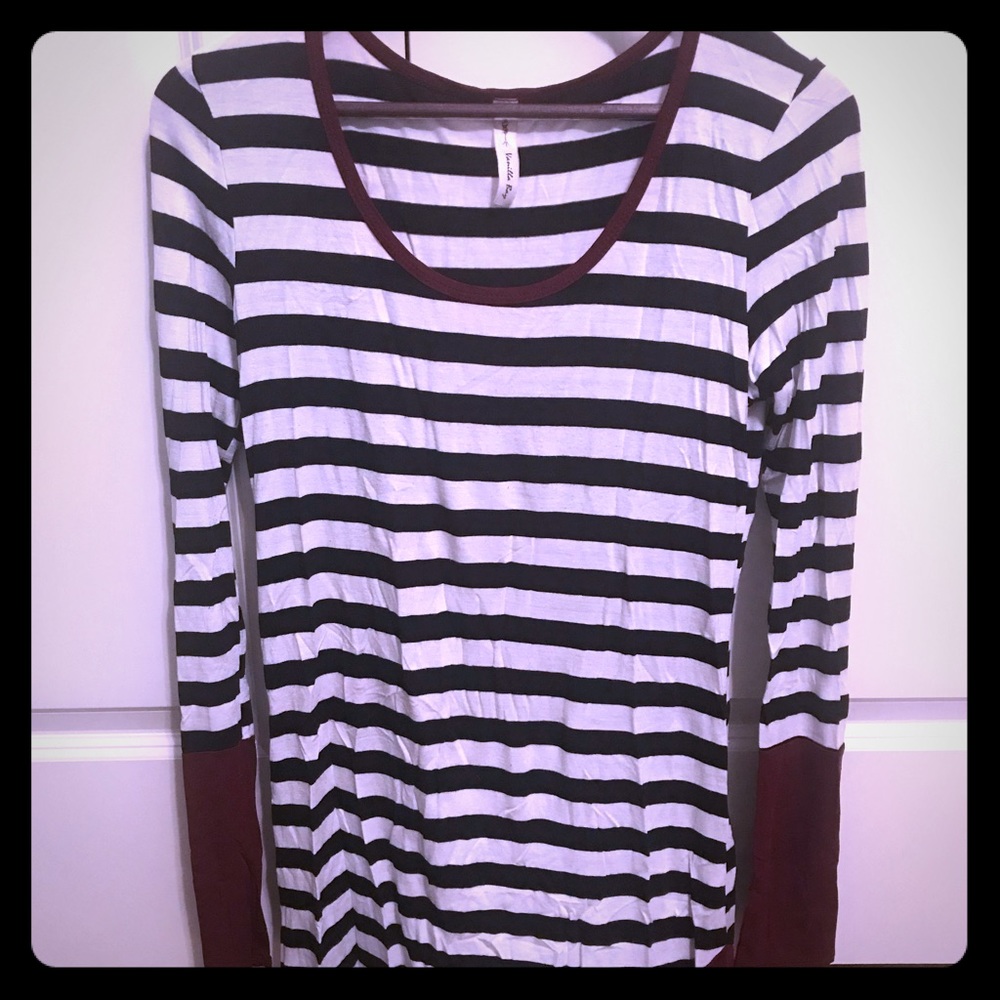 Long Sleeved Black and White Stripe Tunic